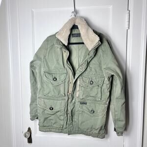 Abercrombie & Fitch Olive Green Sherpa Collar Bomber Jacket